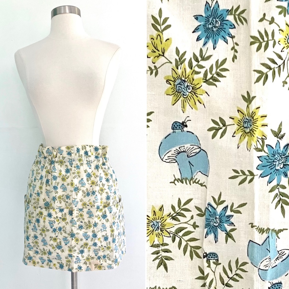 Vintage mushroom floral utility cotton kitchen garden apron